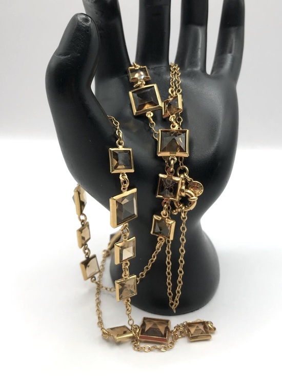 J. Crew Jewelry - J. Crew Gold-Tone Necklace with Smoky Square Crystals